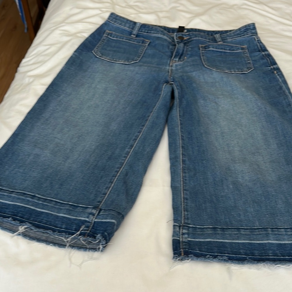 GAP Blue Wide Leg Flare Jeans with Raw Hem
